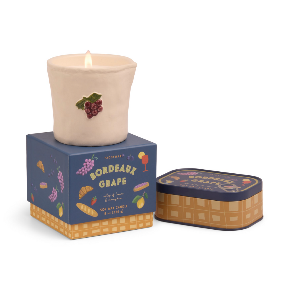 Paddywax Bistro Bordeaux Grapes Ceramic Scented Candle, Lemon & Honeydew