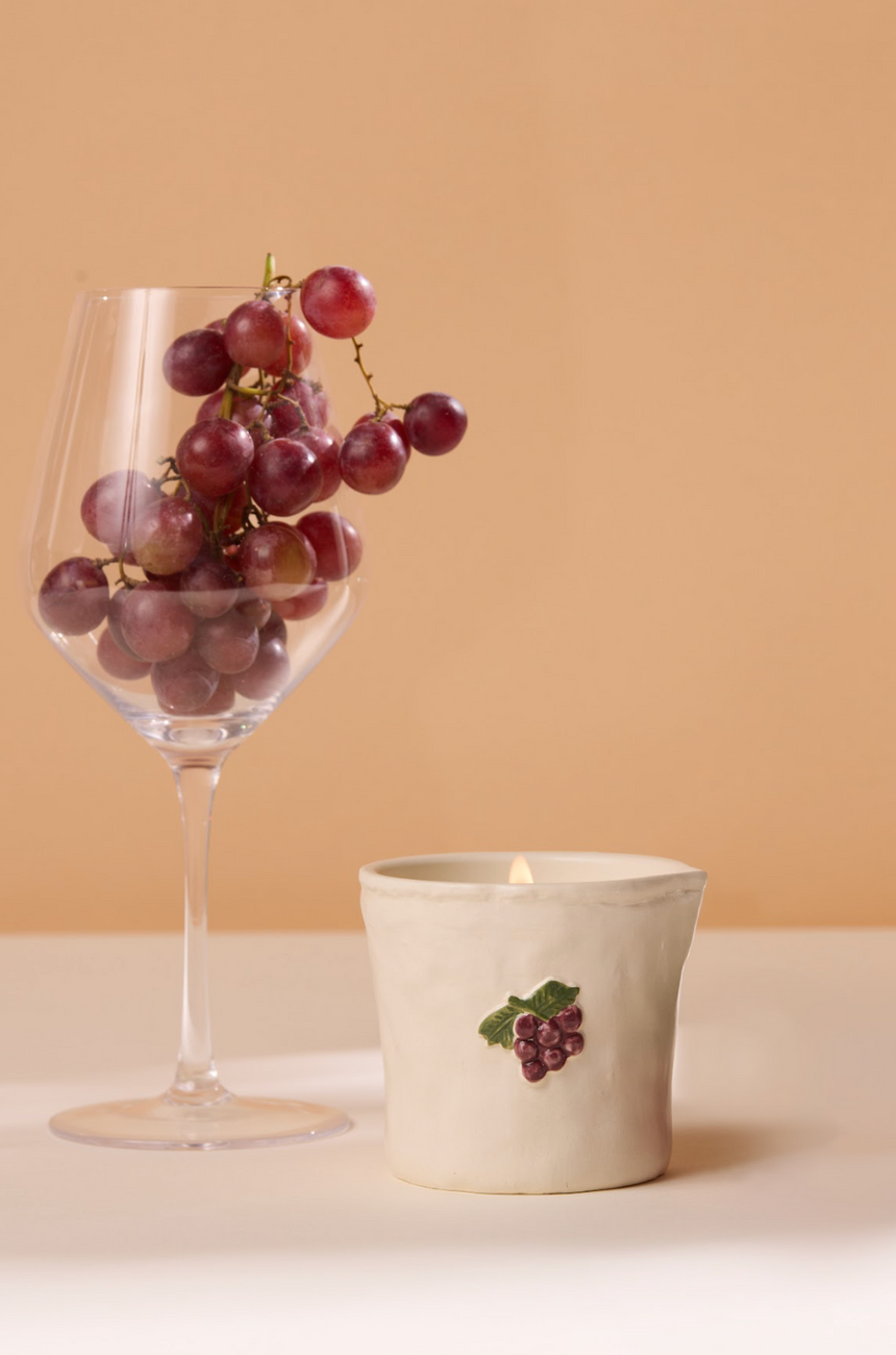 Paddywax Bistro Bordeaux Grapes Ceramic Scented Candle, Lemon & Honeydew