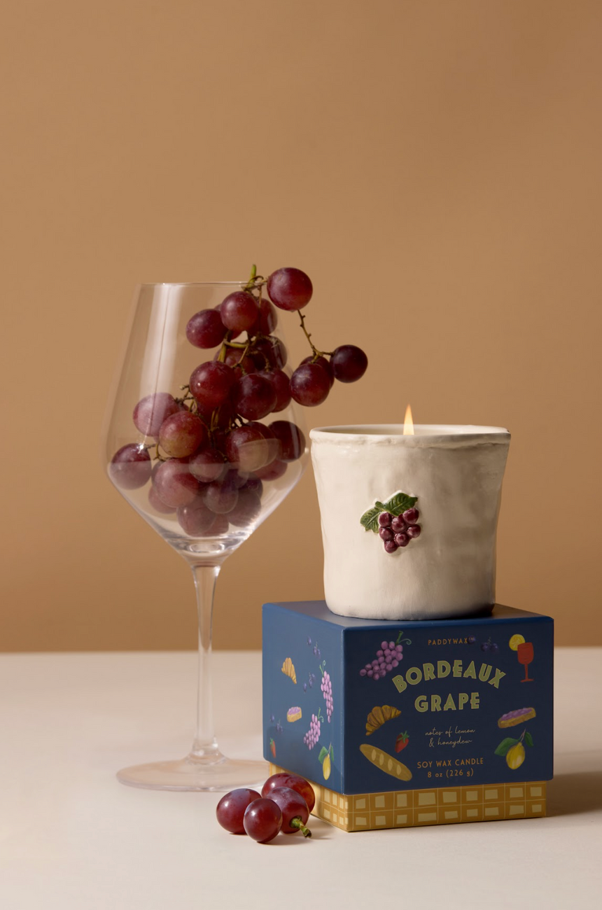 Paddywax Bistro Bordeaux Grapes Ceramic Scented Candle, Lemon & Honeydew