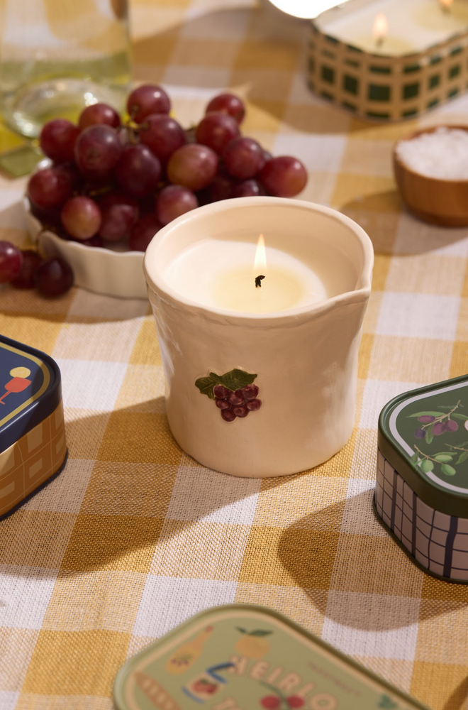 Paddywax Bistro Bordeaux Grapes Ceramic Scented Candle, Lemon & Honeydew