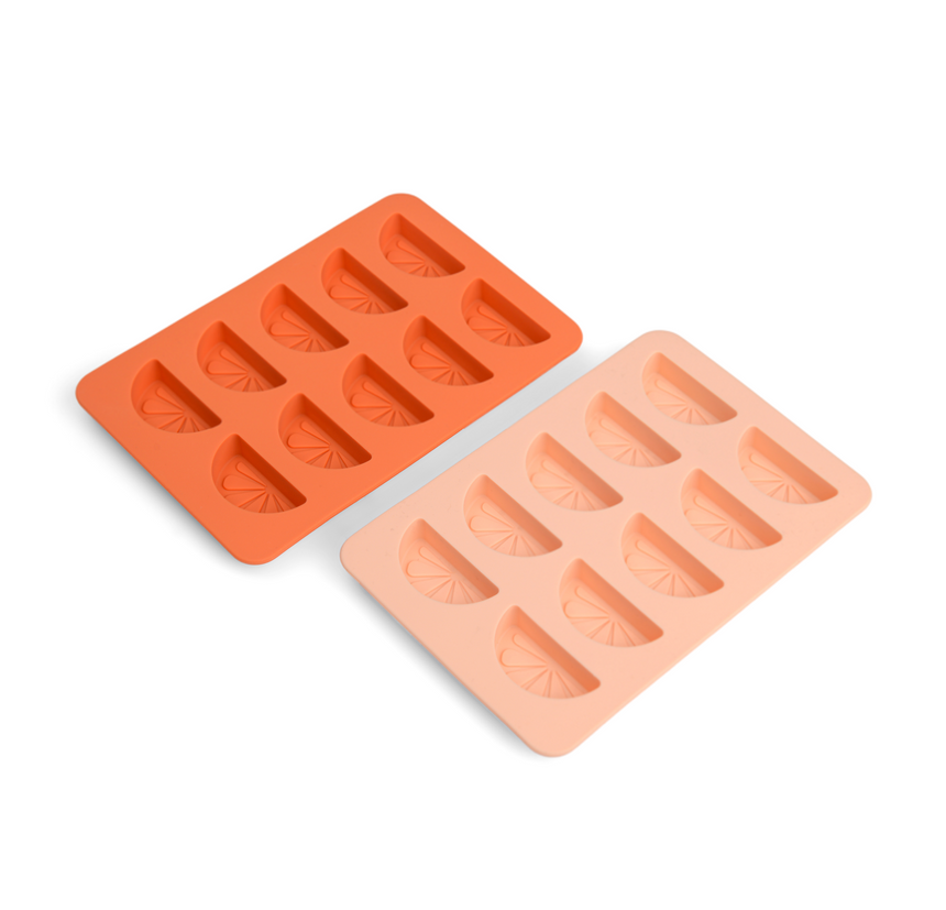 Here's How Dotty Citrus  Wedge Ice Tray, Orange & Blush Pink