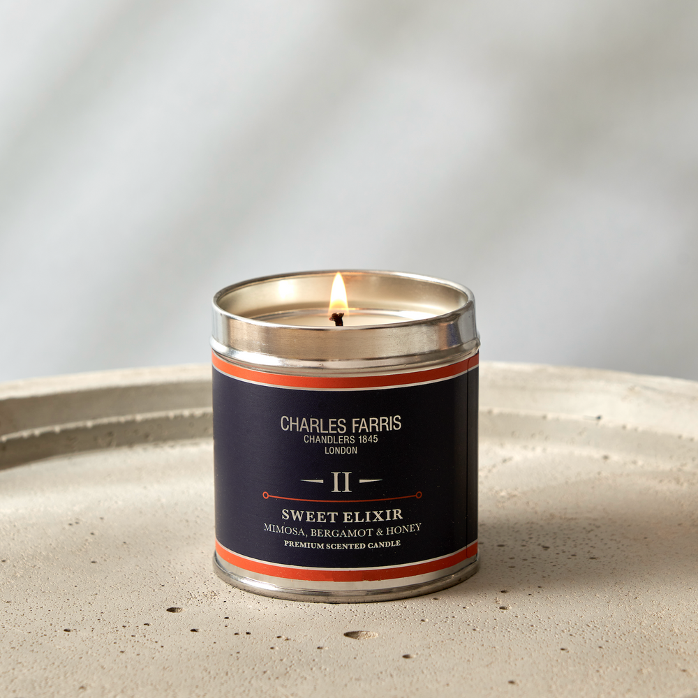 Charles Farris Sweet Elixir Scented Tin Candle, Mimosa, Bergamot and Honey