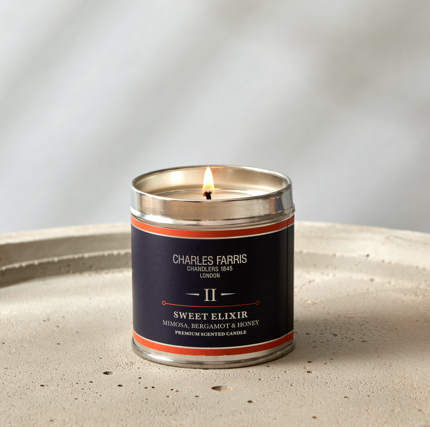 Charles Farris Sweet Elixir Scented Tin Candle, Mimosa, Bergamot and Honey