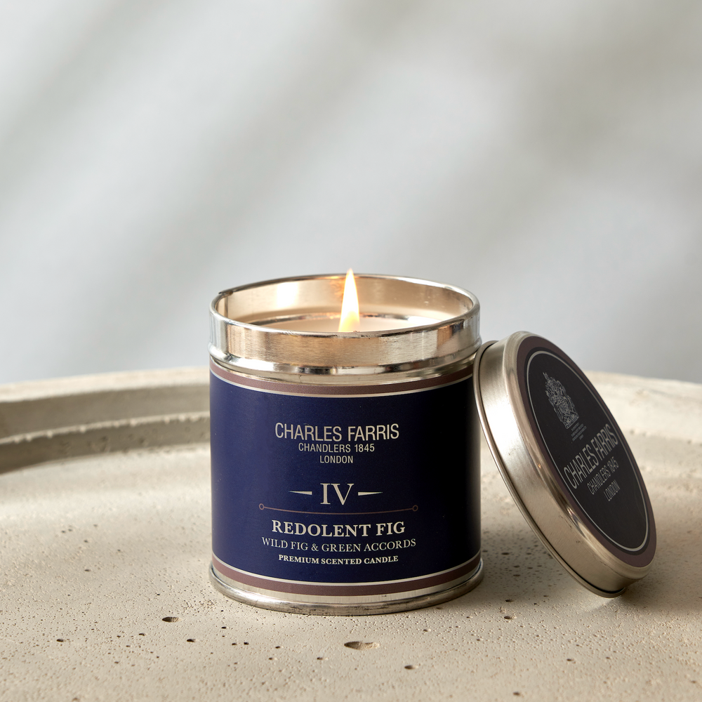 Charles Farris Redolent Fig Scented Tin Candle, Wild Fig and Green Accords