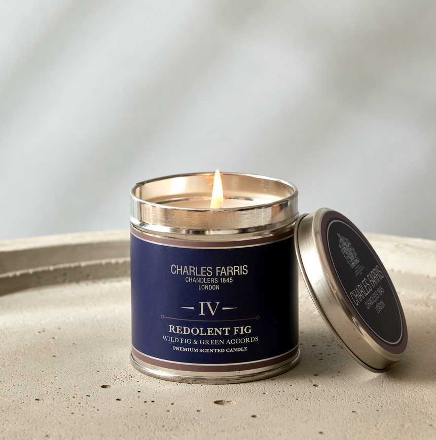 Charles Farris Redolent Fig Scented Tin Candle, Wild Fig and Green Accords