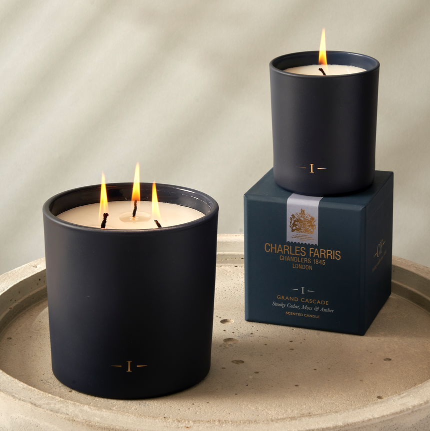 Charles Farris Grand Cascade Scented Candle, Smoky Cedar, Moss and Amber