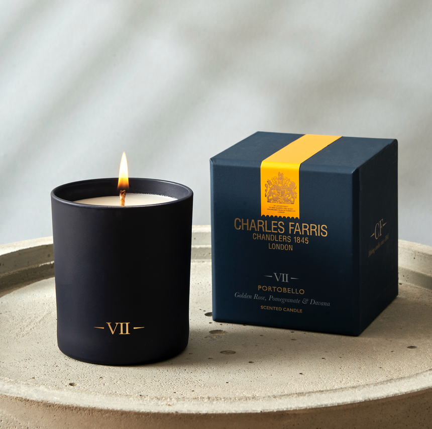 Charles Farris Portobello Scented Candle, Golden Rose, Pomegranate & Davana