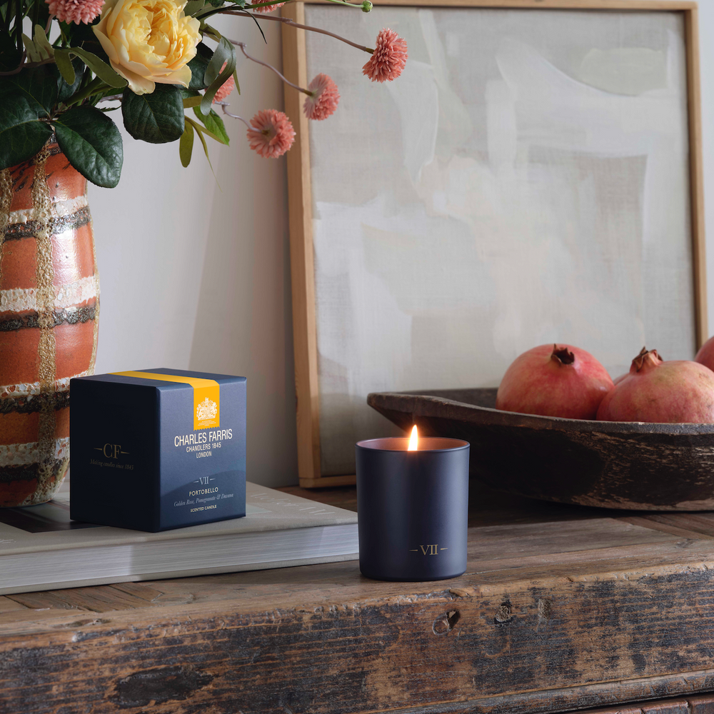Charles Farris Portobello Scented Candle, Golden Rose, Pomegranate & Davana