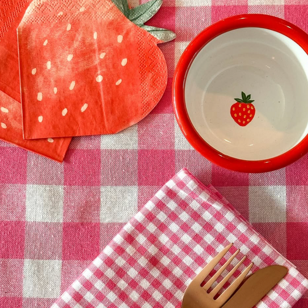 Talking Tables Bon Appetit Gingham Cotton Tablecloth, Raspberry