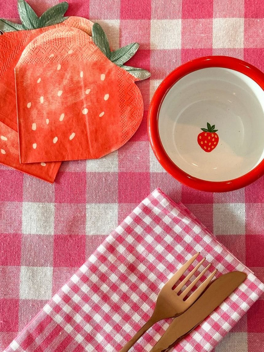 Talking Tables Bon Appetit Gingham Cotton Tablecloth, Raspberry