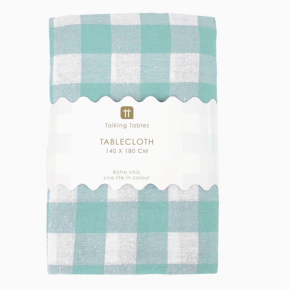Talking Tables Bon Appetit Gingham Cotton Tablecloth, Mint