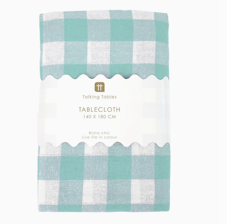 Talking Tables Bon Appetit Gingham Cotton Tablecloth, Mint