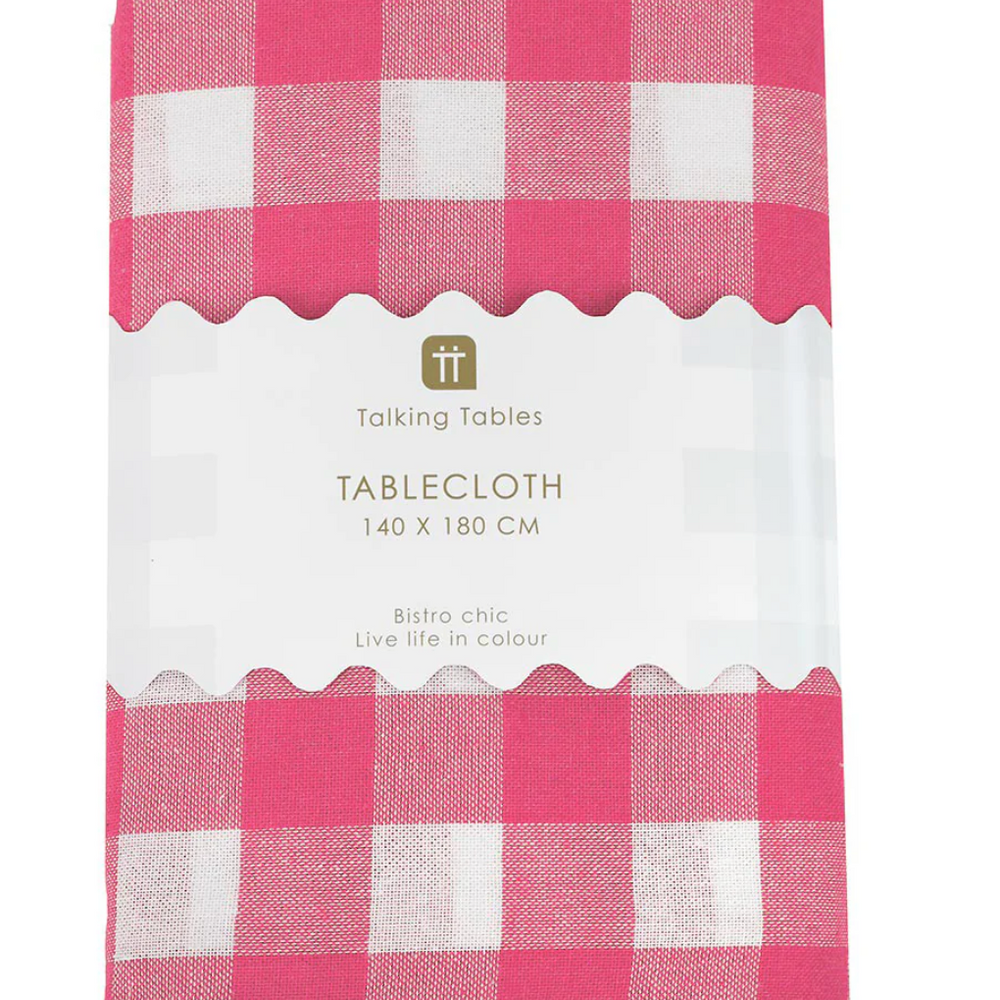Talking Tables Bon Appetit Gingham Cotton Tablecloth, Raspberry