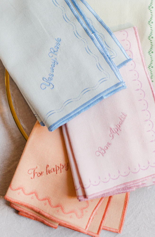 Yvonne Ellen Slogan Embroidered Napkins ( Set Of 4)