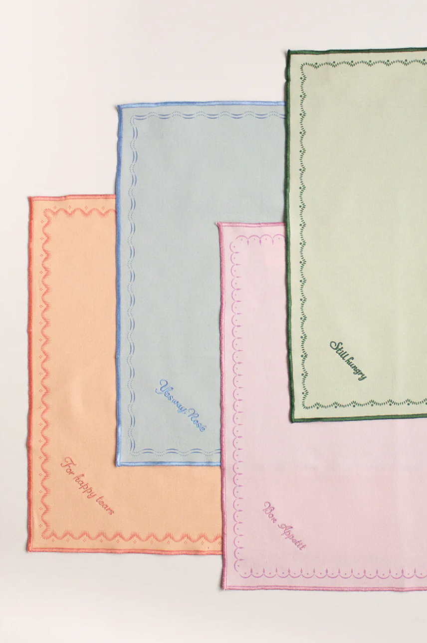 Yvonne Ellen Slogan Embroidered Napkins ( Set Of 4)