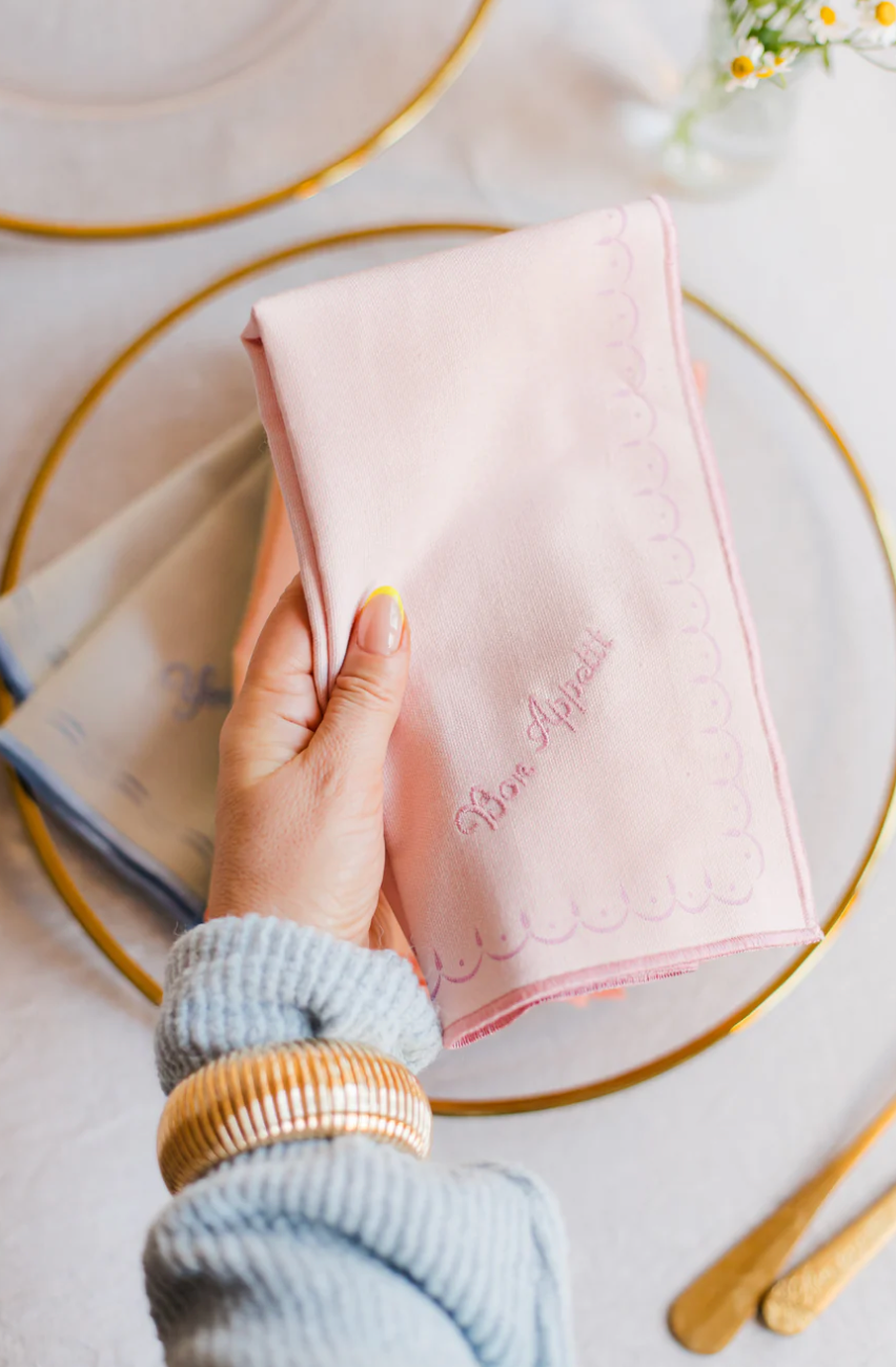 Yvonne Ellen Slogan Embroidered Napkins ( Set Of 4)