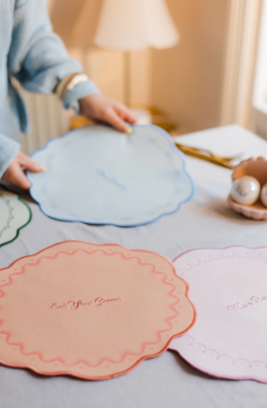 Yvonne Ellen Slogan Embroidered Placemats ( Set Of 4)