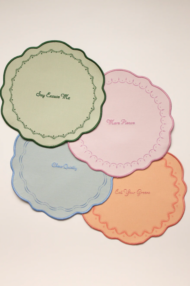 Yvonne Ellen Slogan Embroidered Placemats ( Set Of 4)