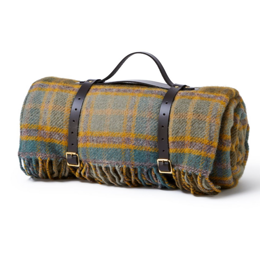 Tweedmill Polo Pure Wool Knitted Picnic Blanket, Cottage Mustard
