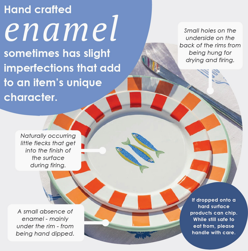 Talking Tables Bon Appetit Striped  Enamel Bowl , (16CM)