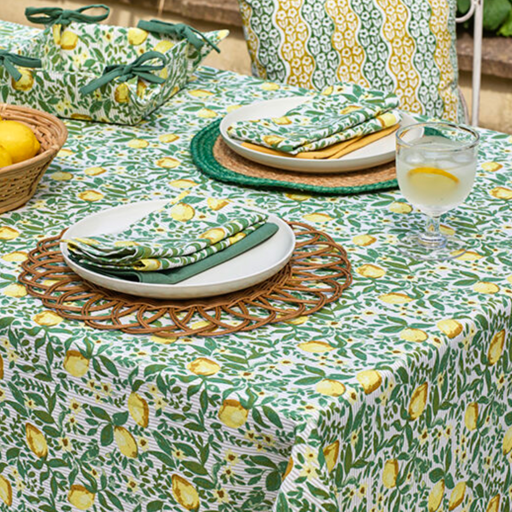 Walton & Co  Lemon Cotton Tablecloth