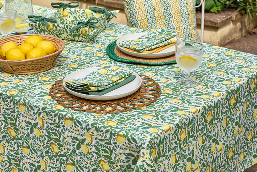 Walton & Co  Lemon Cotton Tablecloth