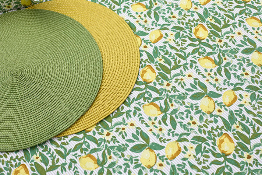 Walton & Co  Lemon Cotton Tablecloth