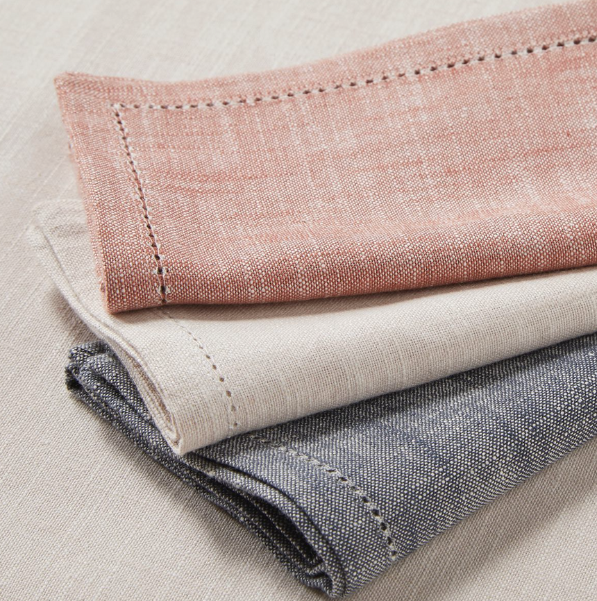 Walton & Co Chambray Cotton Napkins, Natural  (Set Of 4)