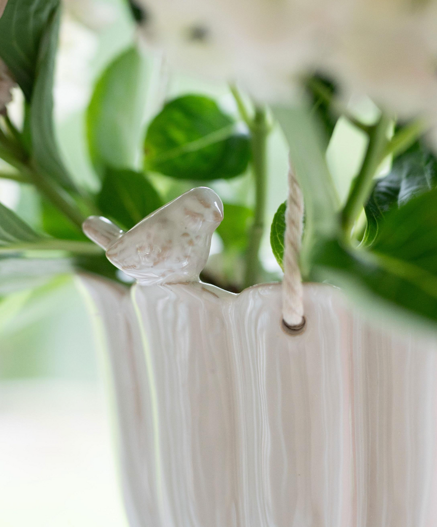 Wikholm Bonnie Ceramic Hanging Planter, Off White