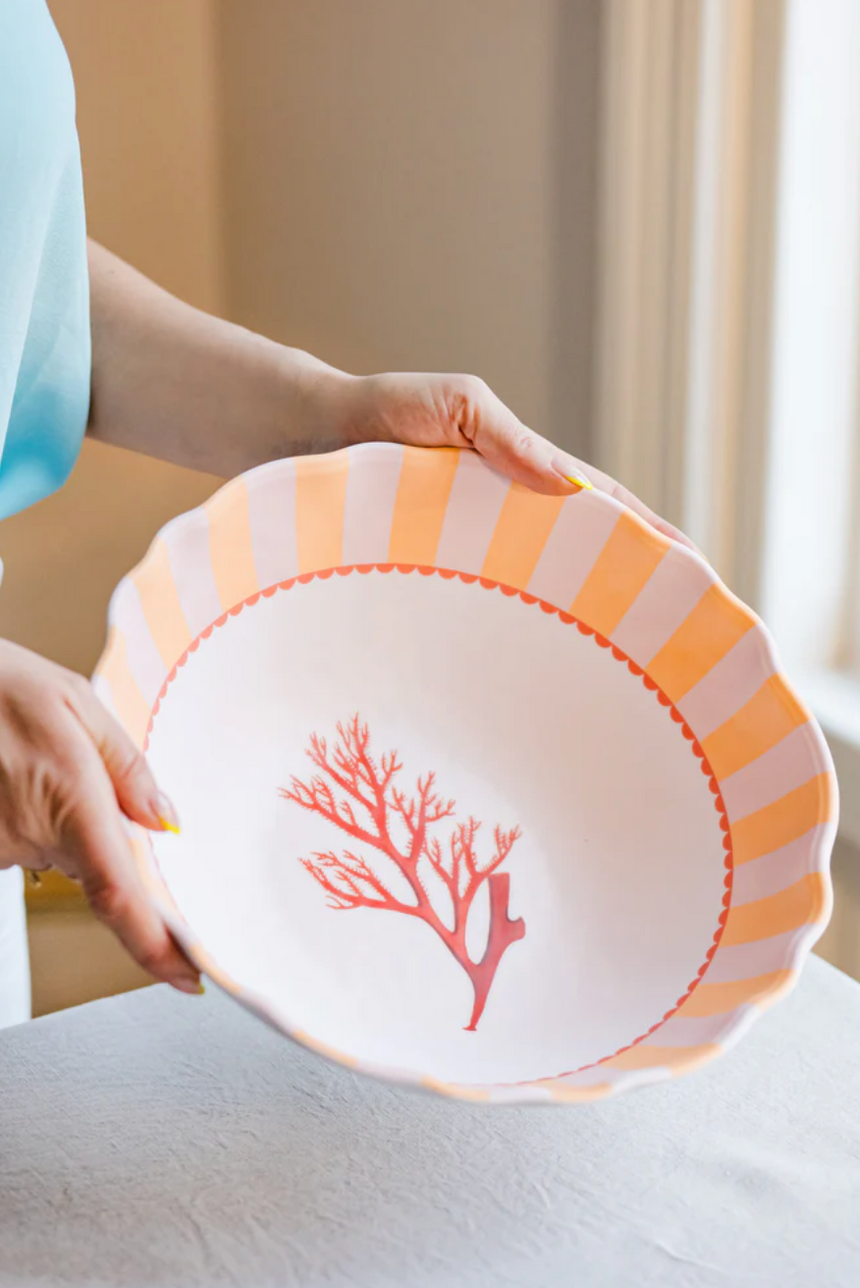 Yvonne Ellen Coral Melamine Serving Bowl
