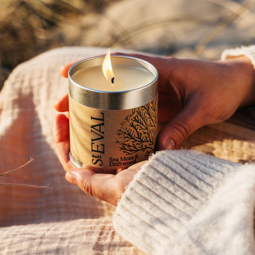 St Eval Sea Moss & Driftwood  Scented Tin Candle