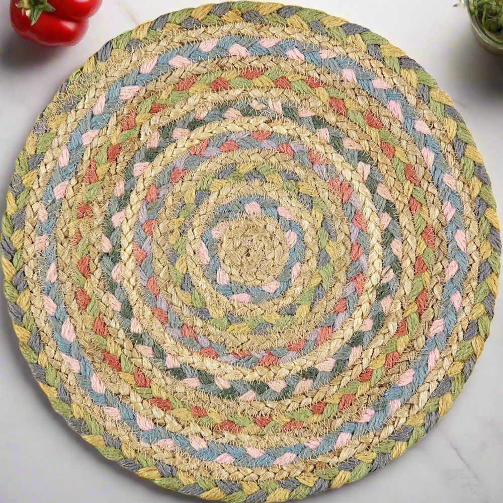 The Braided Rug Company Jute placemats, Pastel Fairisle (Set Of 6)