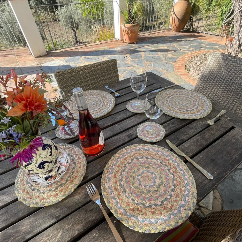 The Braided Rug Company Jute placemats, Pastel Fairisle (Set Of 6)