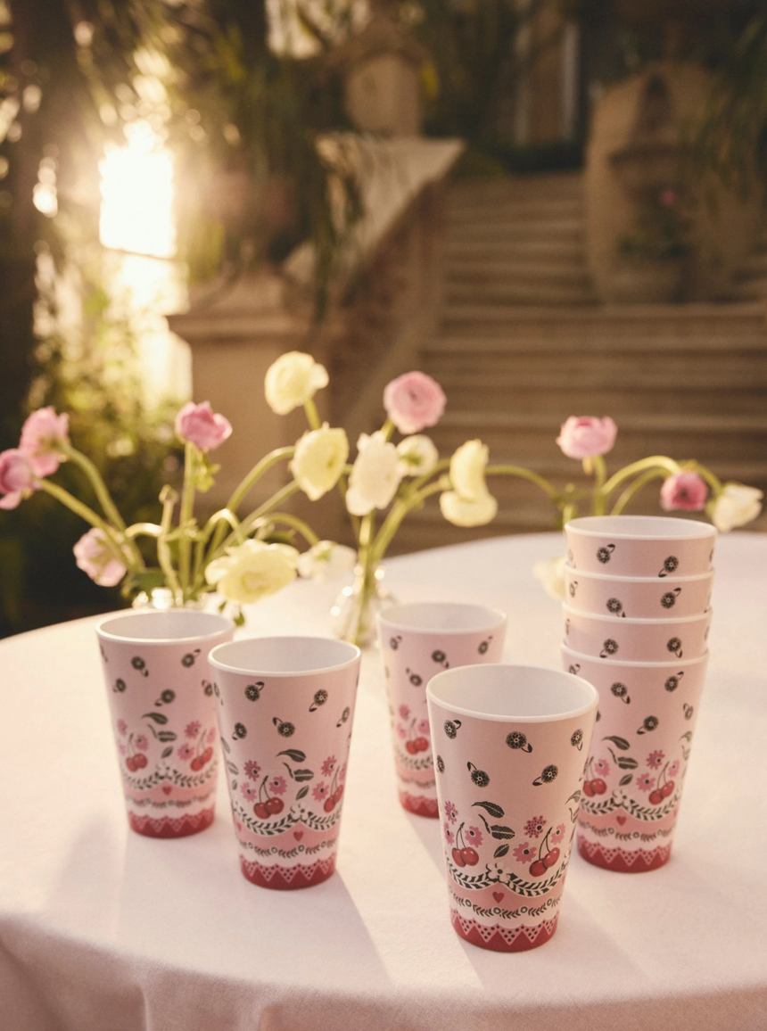 Cath Kidston Cherry Melamine Tumblers (Set Of 4)