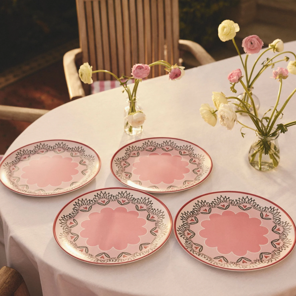 Cath Kidston Cherry  Melamine Picnic Dinner Plates (Set Of 4)