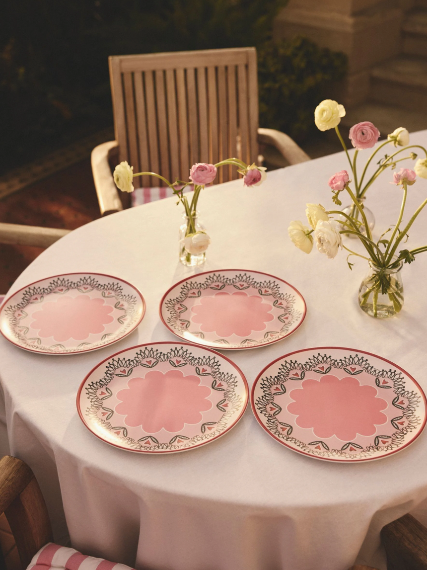 Cath Kidston Cherry  Melamine Picnic Dinner Plates (Set Of 4)