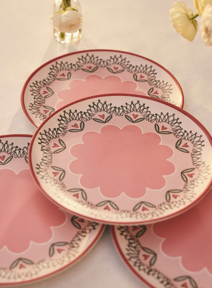 Cath Kidston Cherry  Melamine Picnic Dinner Plates (Set Of 4)