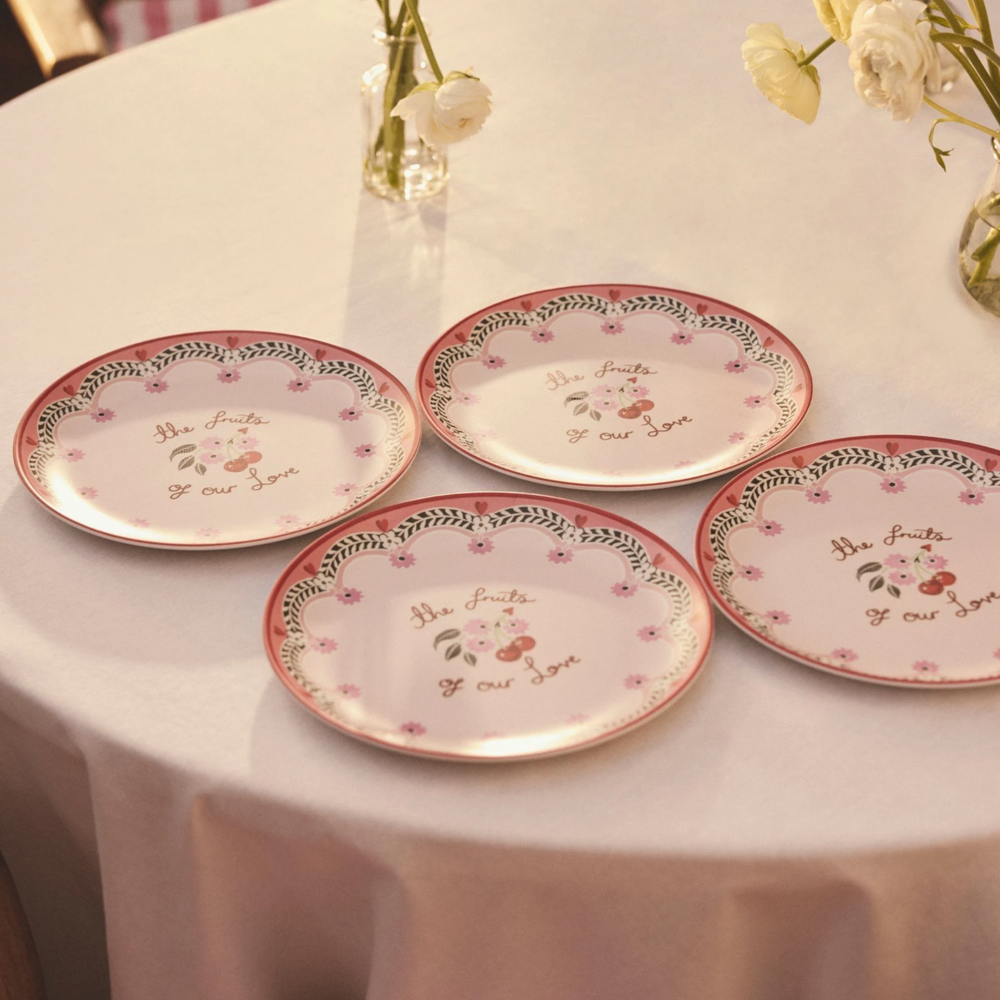 Cath Kidston Cherry  Melamine Picnic Side Plates (Set Of 4)