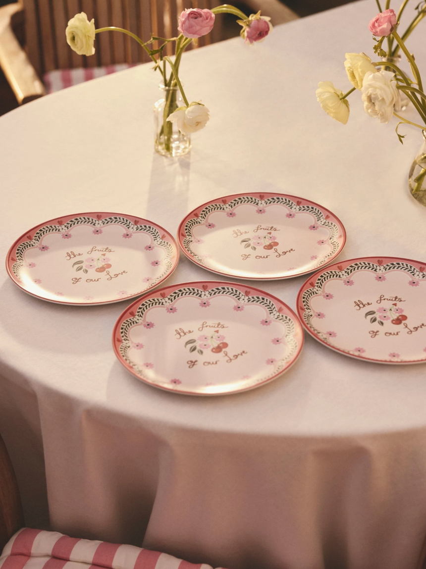 Cath Kidston Cherry  Melamine Picnic Side Plates (Set Of 4)