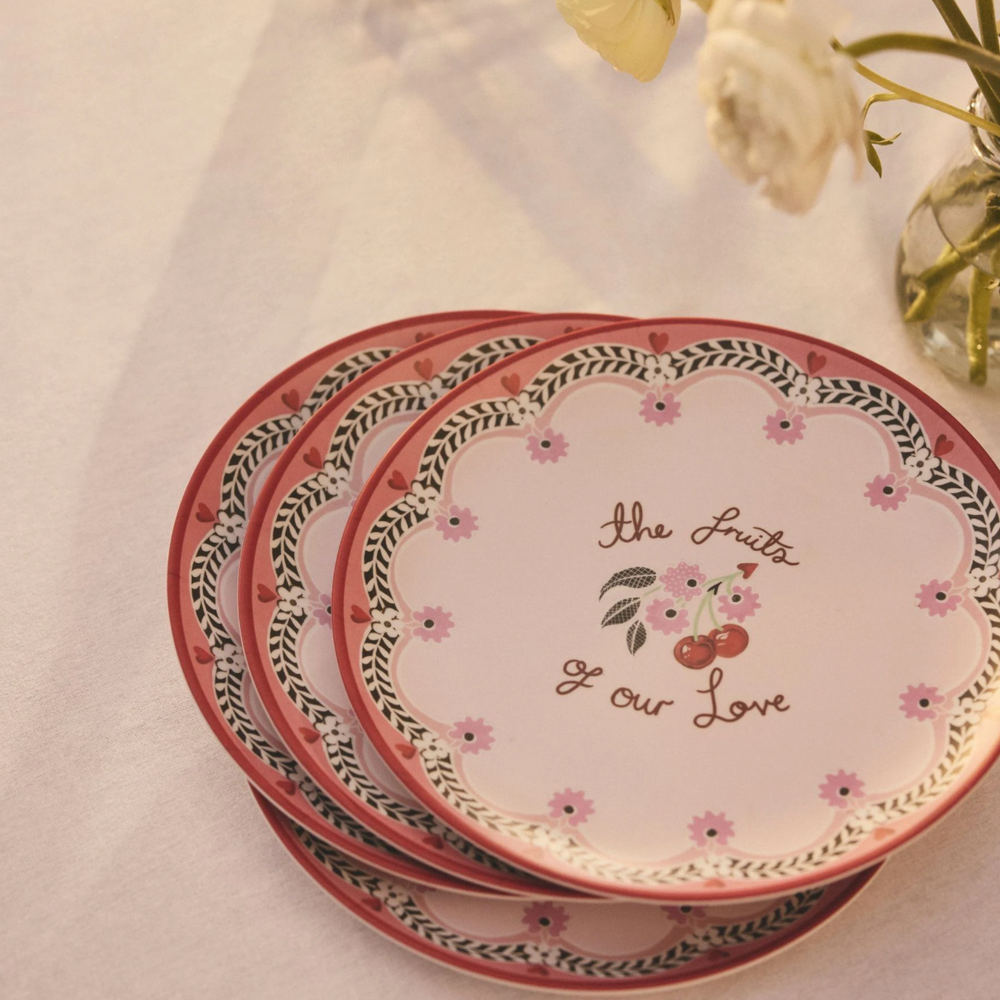 Cath Kidston Cherry  Melamine Picnic Side Plates (Set Of 4)