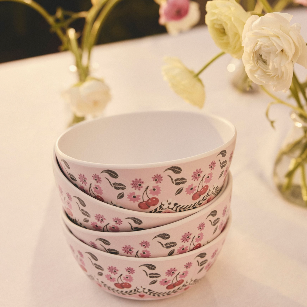 Cath Kidston Cherry Melamine Picnic Bowls (Set Of 4)