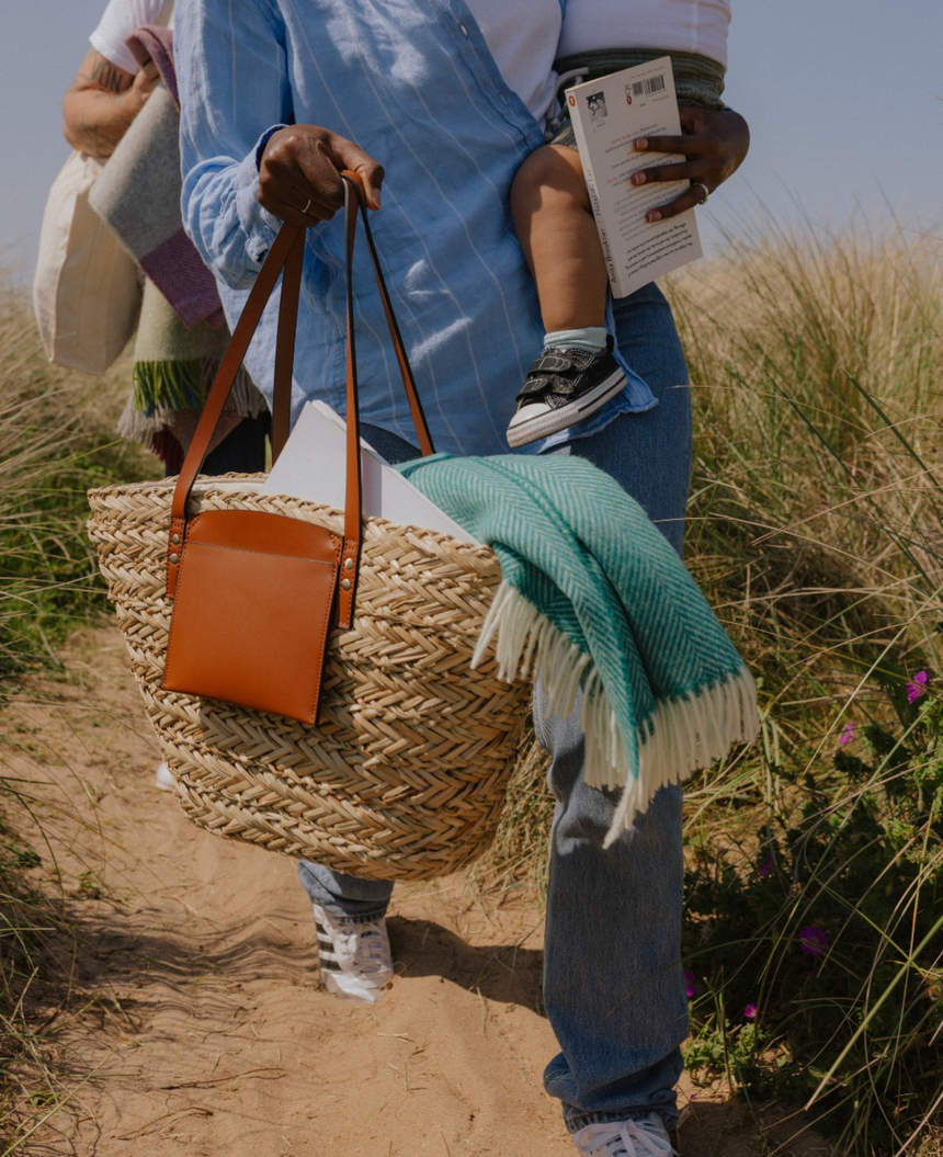Bronte By Moon Herringbone Pure New Wool Throw, Aqua