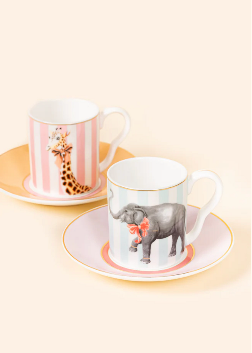 Yvonne Ellen Animal Espresso Cup & Saucer (Set of 2 )