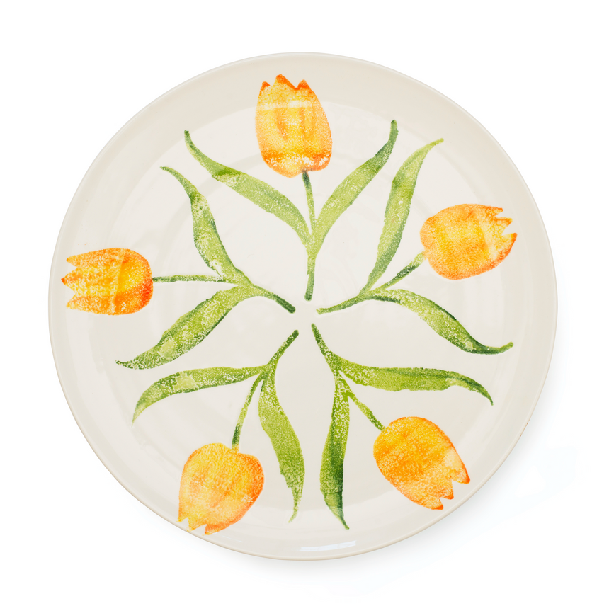 Bliss Home Yellow Tulip Rimmed Round Serving Platter