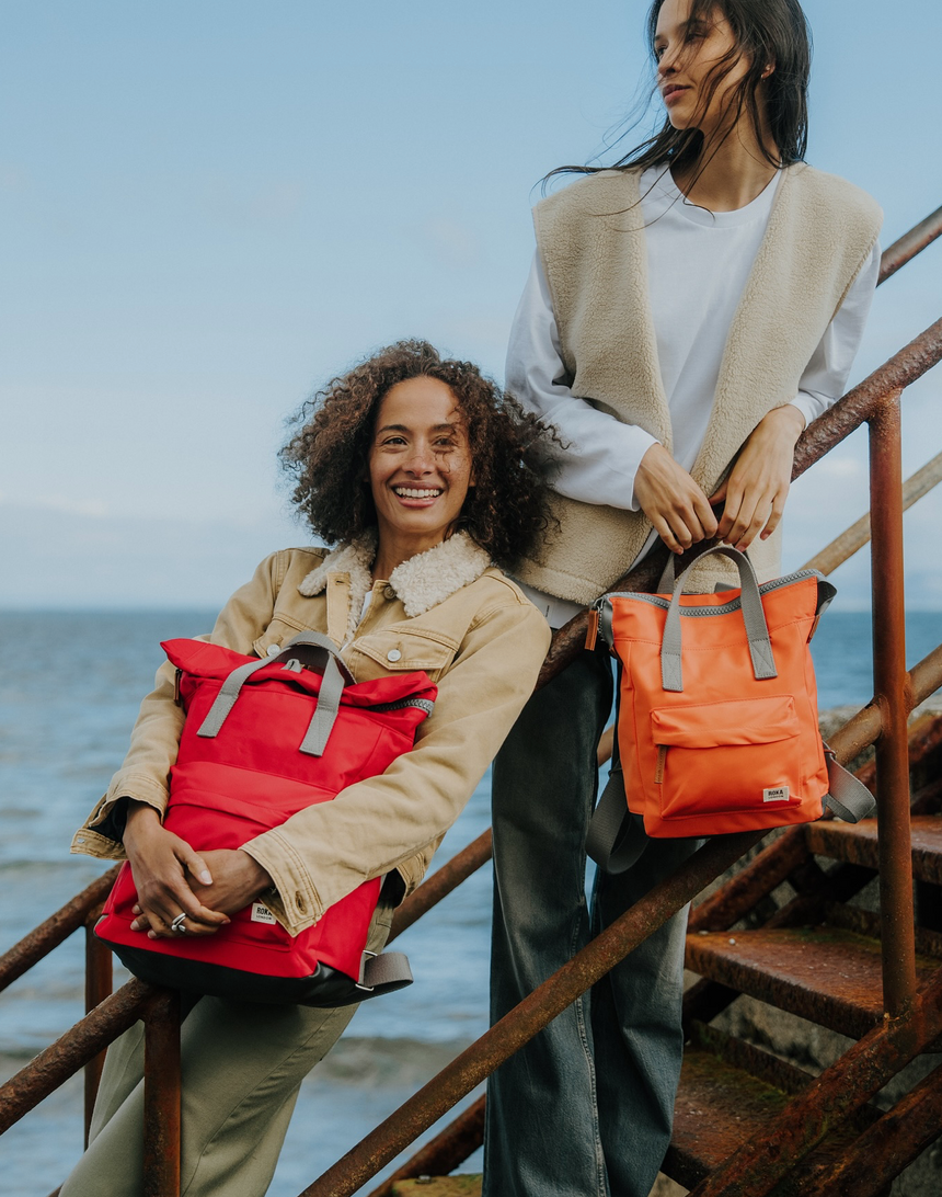Roka London Canfield B Sustainable Nylon Rucksack, Chilli Oil