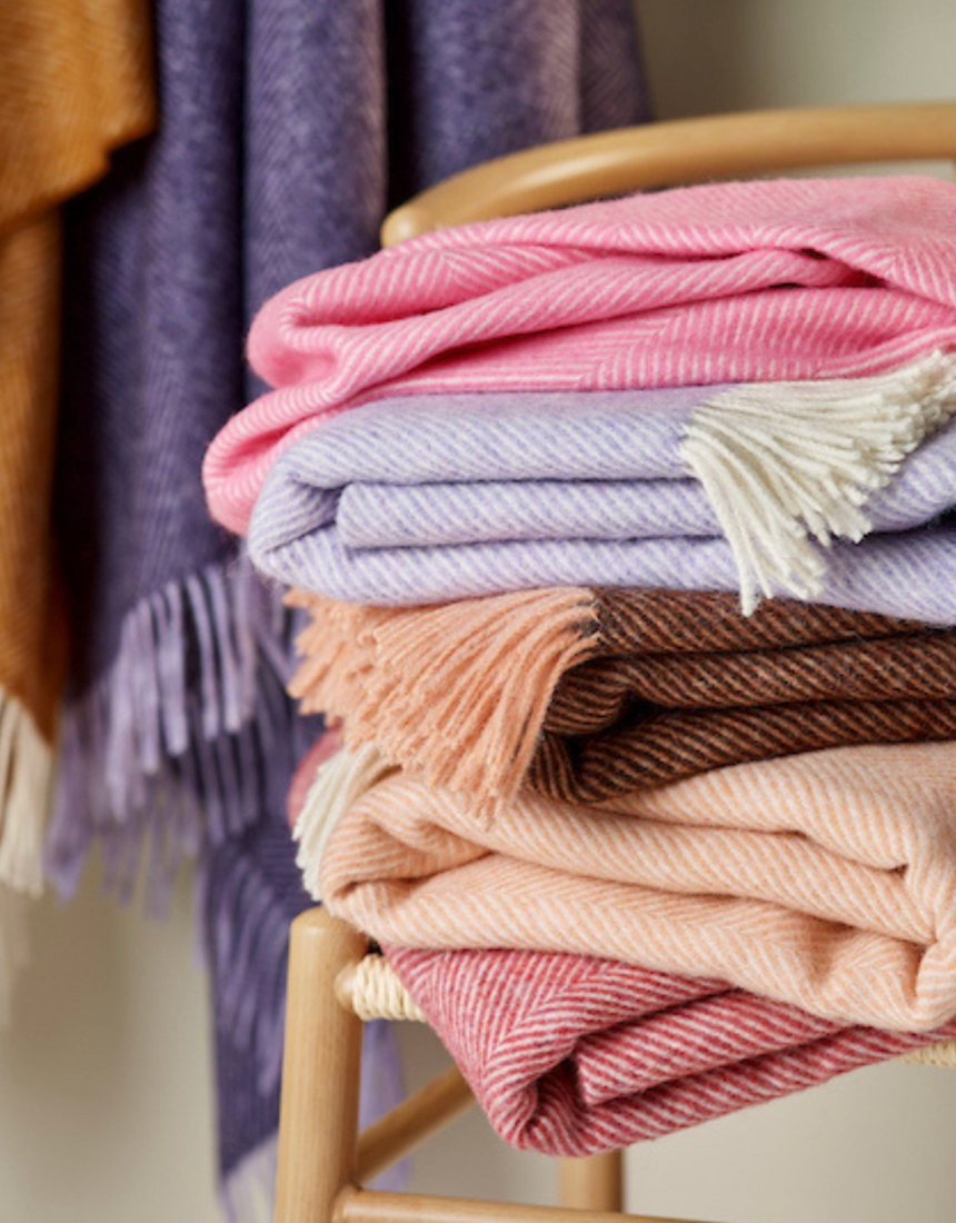 Bronte By Moon Herringbone Pure New Wool Throw, Pumpkin Spice