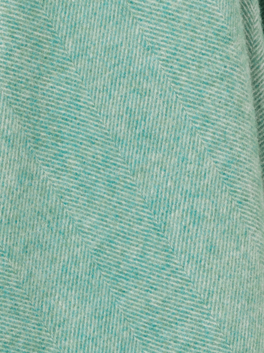 Bronte By Moon Herringbone Pure New Wool Throw, Aqua