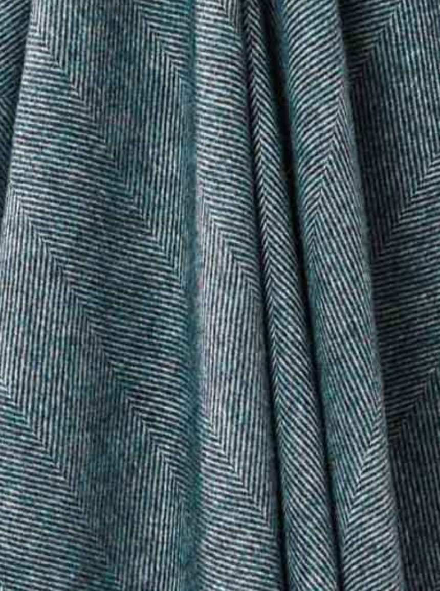 Bronte By Moon Herringbone Pure New Wool Throw, Teal