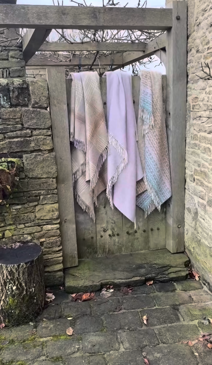 Bronte By Moon Herringbone Pure New Wool Throw, Sugared Almond