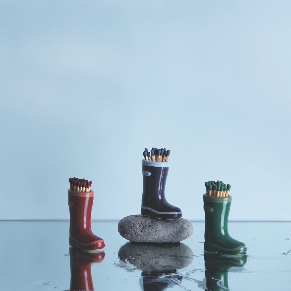 Paddywax Ceramic Wellington Boot Match Holder, Green